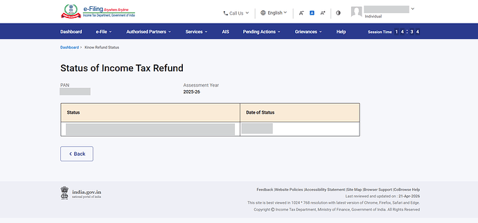 Status of your Income Tax Refund