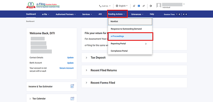 Navigate to Pending Actions > e-Proceedings