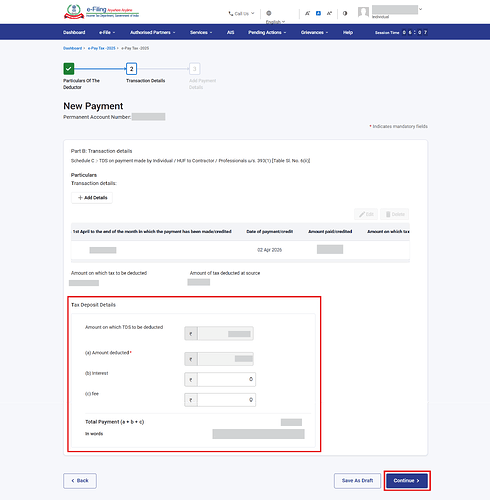 Review the Tax Deposit summary