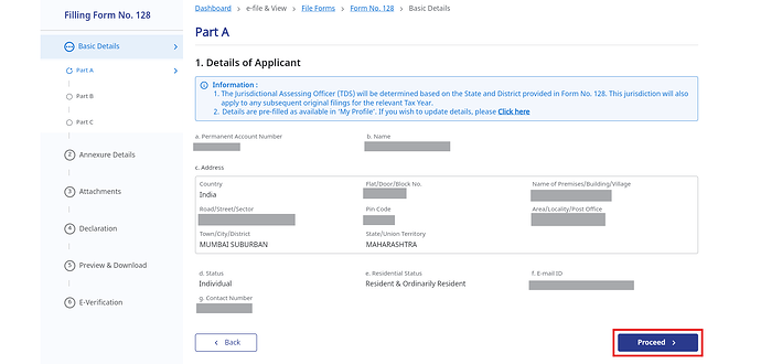Part A: Review your basic information and Proceed