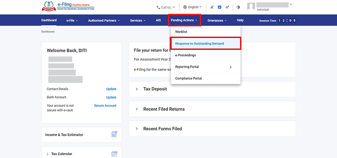 Navigate to Pending Actions > Response to Outstanding Demand