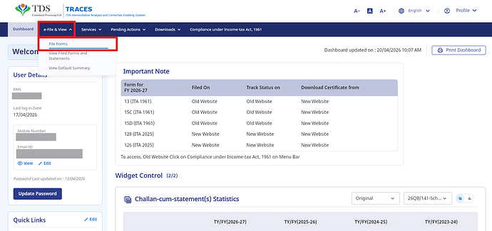 Navigate to e-File & View > File Forms