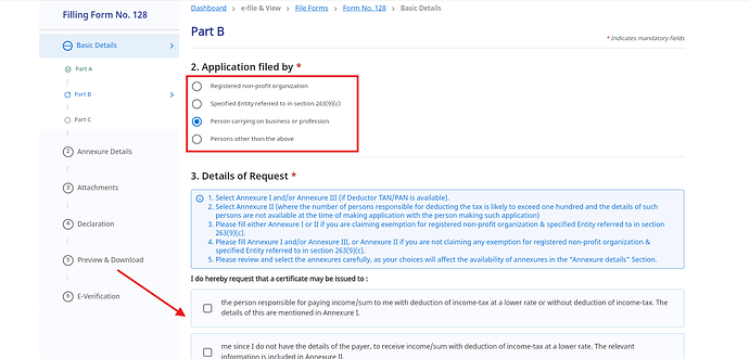 Select who is filling the application > Proceed